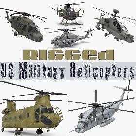 Rigged US Military Helicopters Collection 3D model